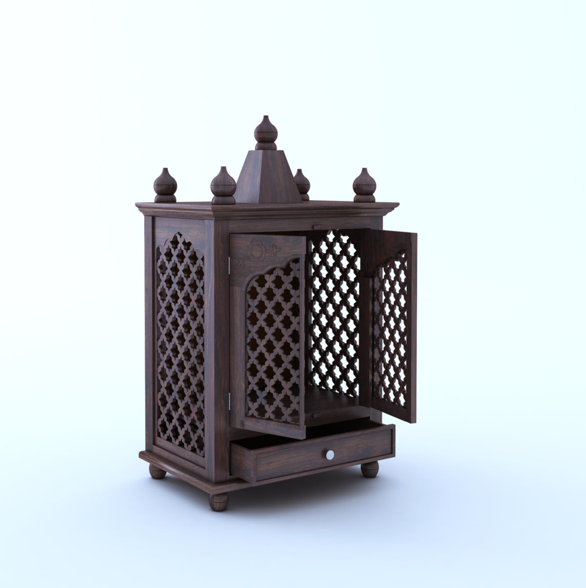 Aastha Solid Sheesham Wood Mandir - 3 years Warranty
