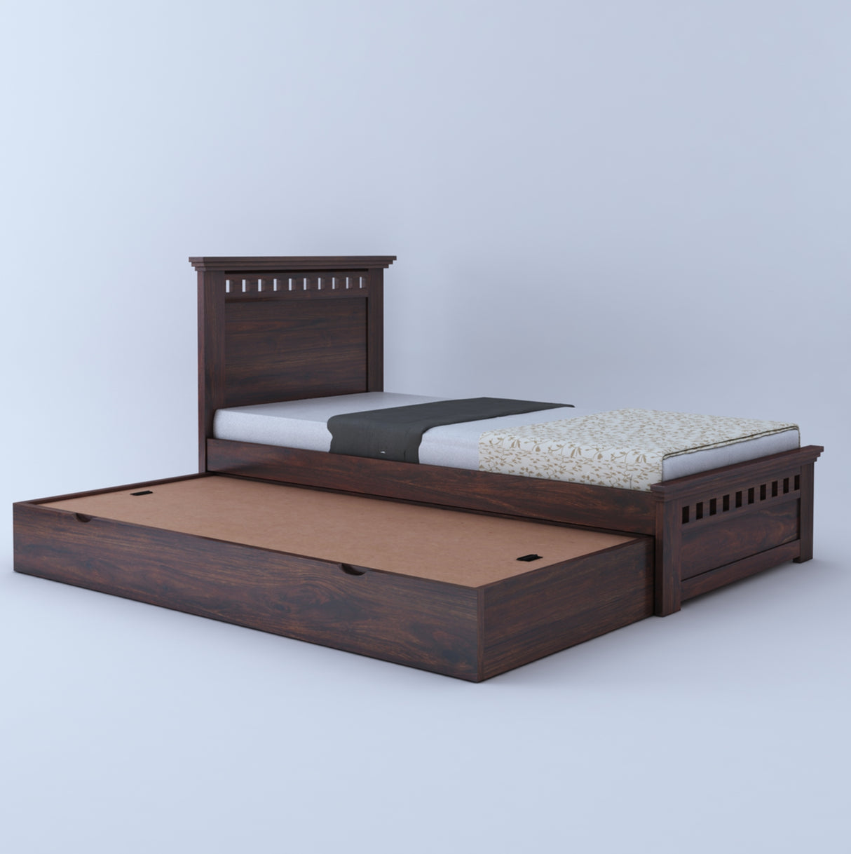 Armania Solid Sheesham Wood Single Trundle Bed With Storage - 3 Years Warranty