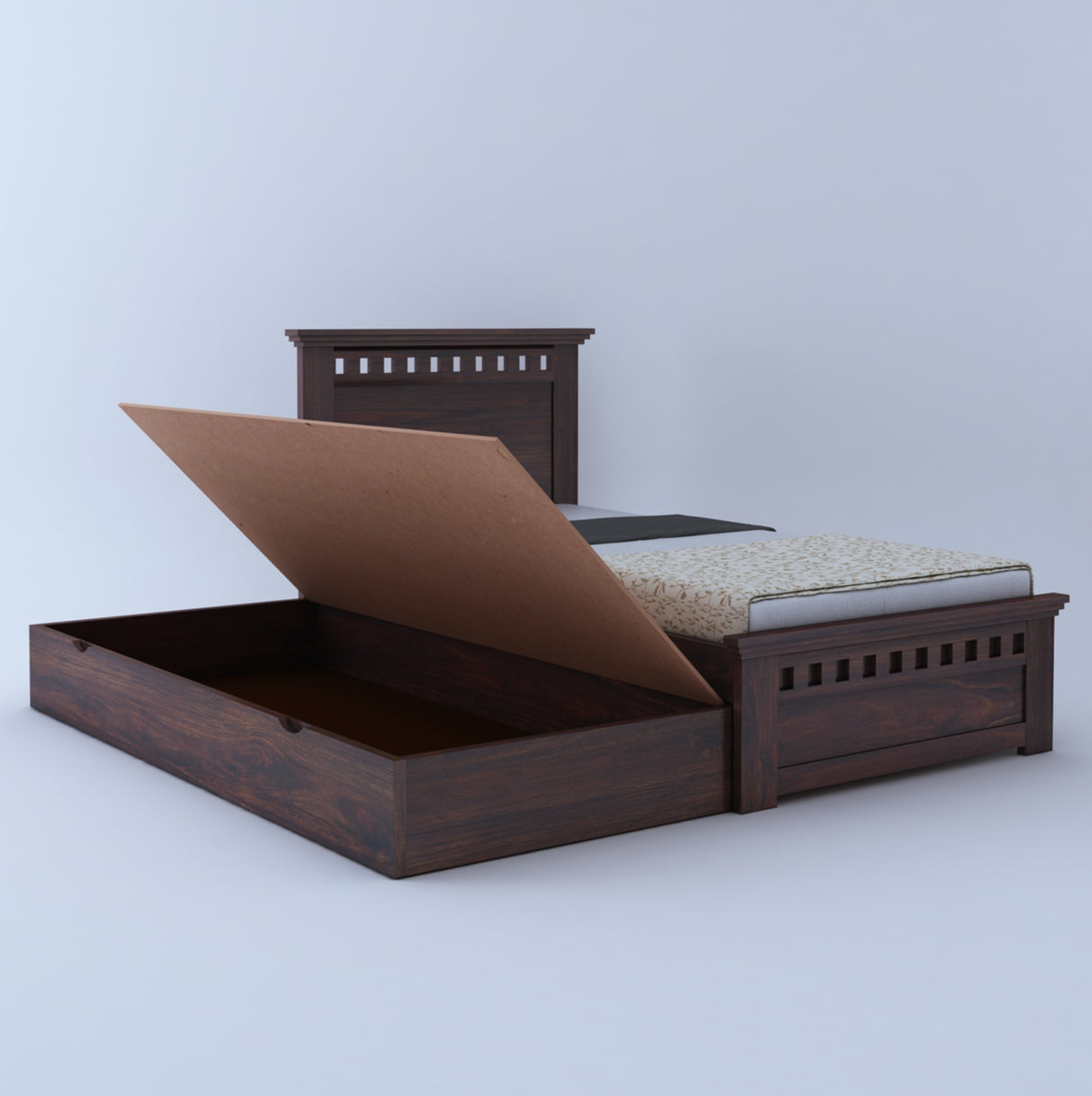 Armania Solid Sheesham Wood Single Trundle Bed With Storage - 3 Years Warranty