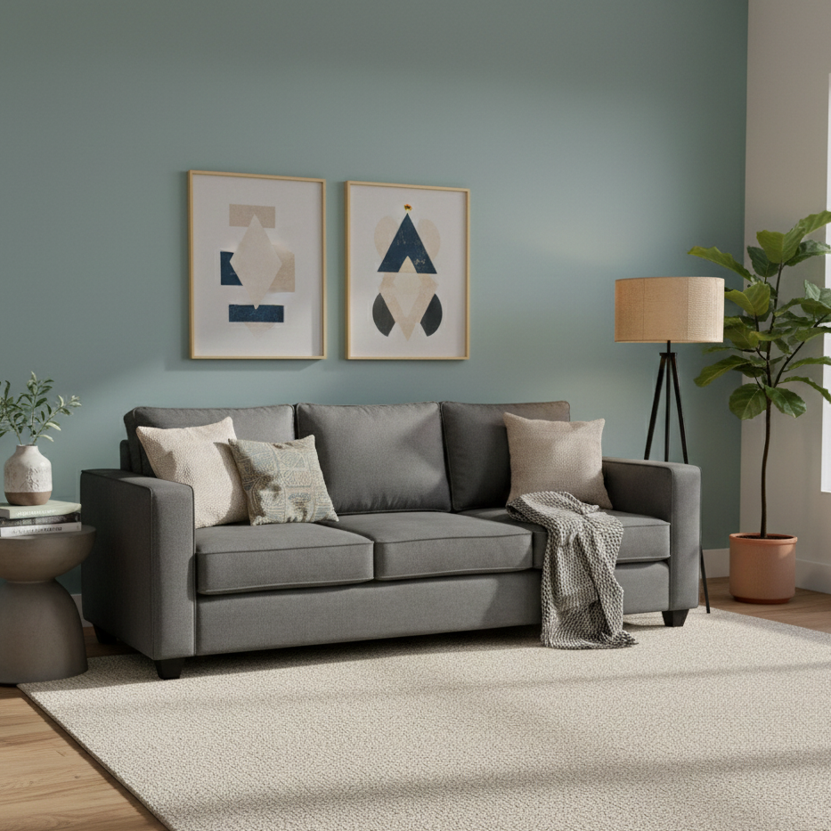 GOA Three Seater Upholstered Sofa Velvet - 3 Years Warranty