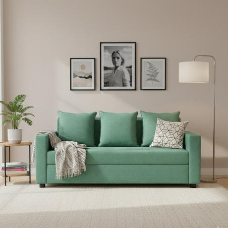 OOTY Three Seater Upholstered Sofa Velvet - 3 Years Warranty