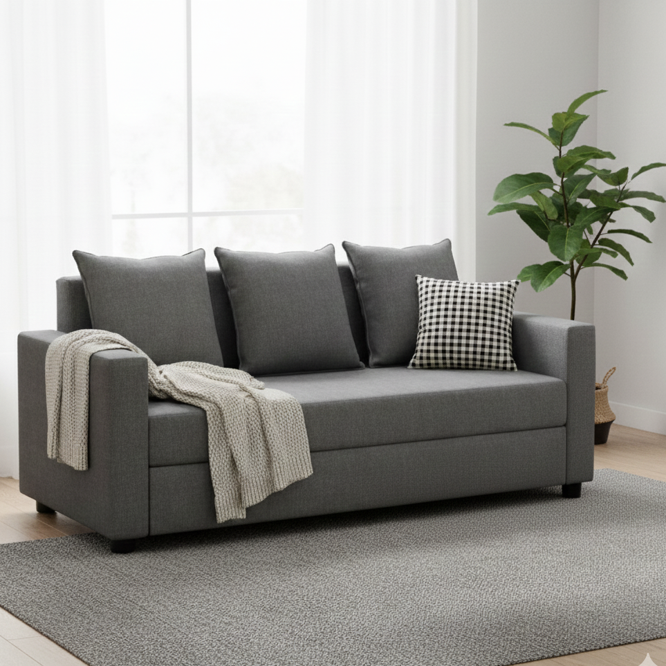 OOTY Three Seater Upholstered Sofa Velvet - 3 Years Warranty