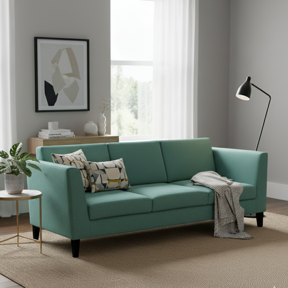 MANALI Three Seater Upholstered Sofa Velvet - 3 Years Warranty