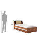 Mayor Solid Sheesham Wood Single Trundle Bed With Headboard Storage - 3 Years Warranty