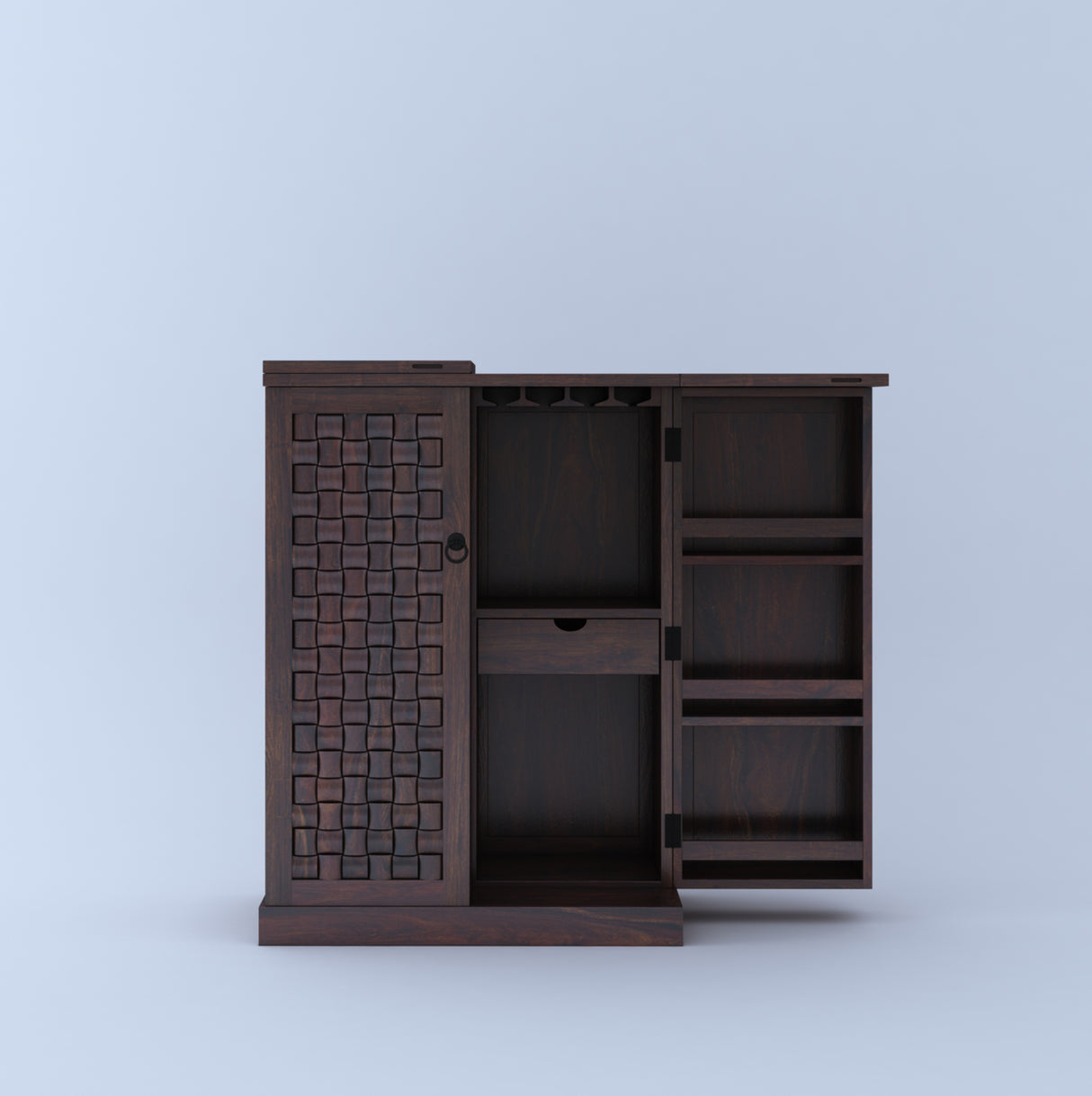 Hawser Solid Sheesham Wood Bar Cabinet - 3 Years Warranty