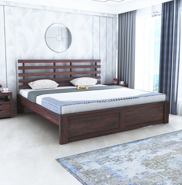 Strap Solid Sheesham Wood Bed Without Storage - 3 Years Warranty