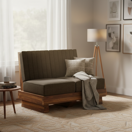 RONNY Solid Sheesham Wood 2 Seater Sofa - 3 Year Warranty (LUXE EDITION)