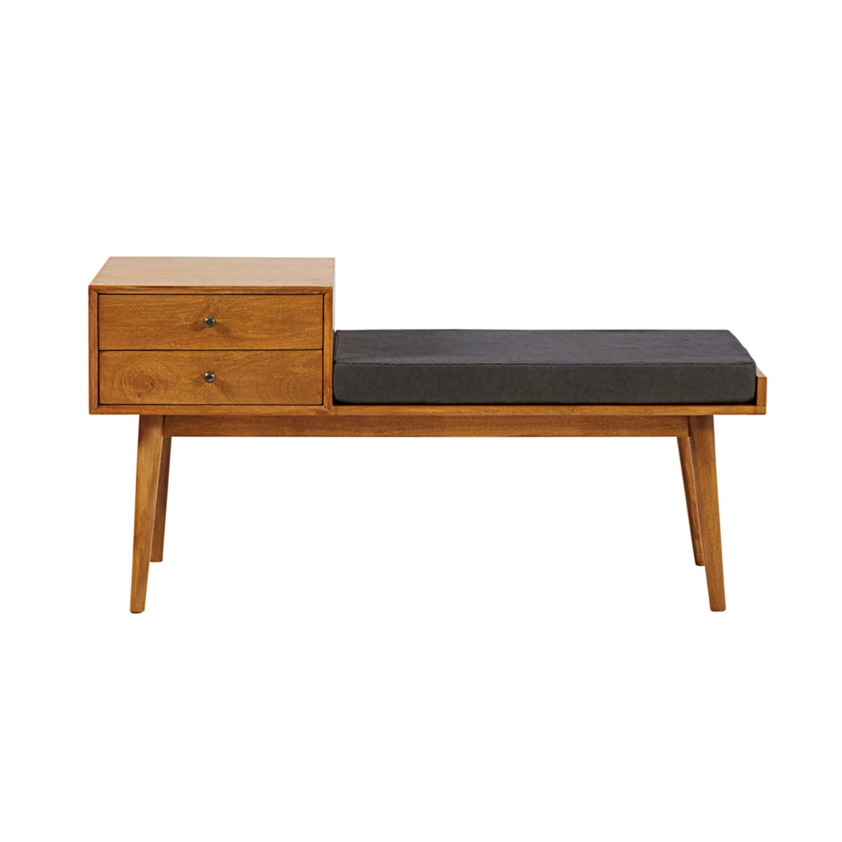 Lurid Solid Sheesham Wood Bench With Two Drawer Storage - 3 Years Warranty