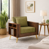 Bolt Solid Sheesham Wood Single Seater Sofa With Side Storage - 3 Year Warranty (LUXE EDITION)