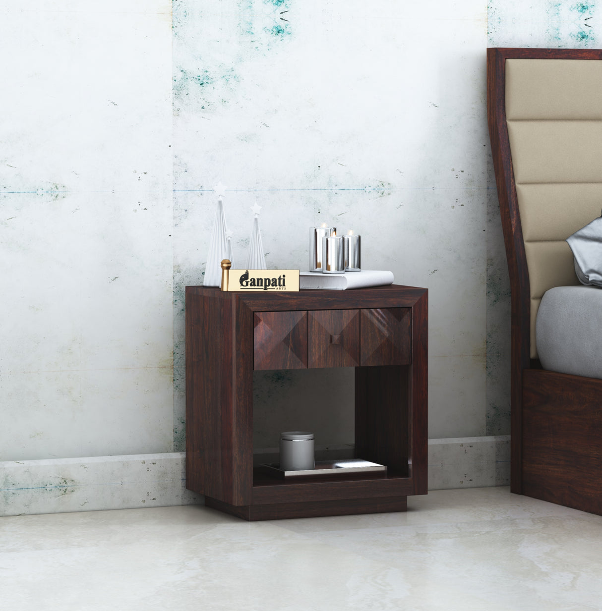 Oslo Solid Sheesham Wood Bedside Table - 1 Year Warranty