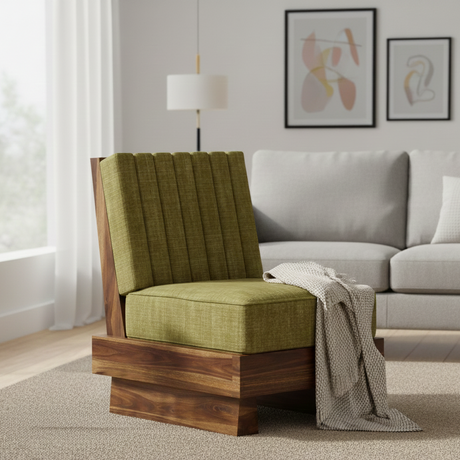 RONNY Solid Sheesham Wood Single Seater Sofa - 3 Year Warranty (LUXE EDITION)