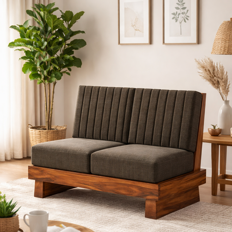RONNY Solid Sheesham Wood 2 Seater Sofa - 3 Year Warranty (LUXE EDITION)
