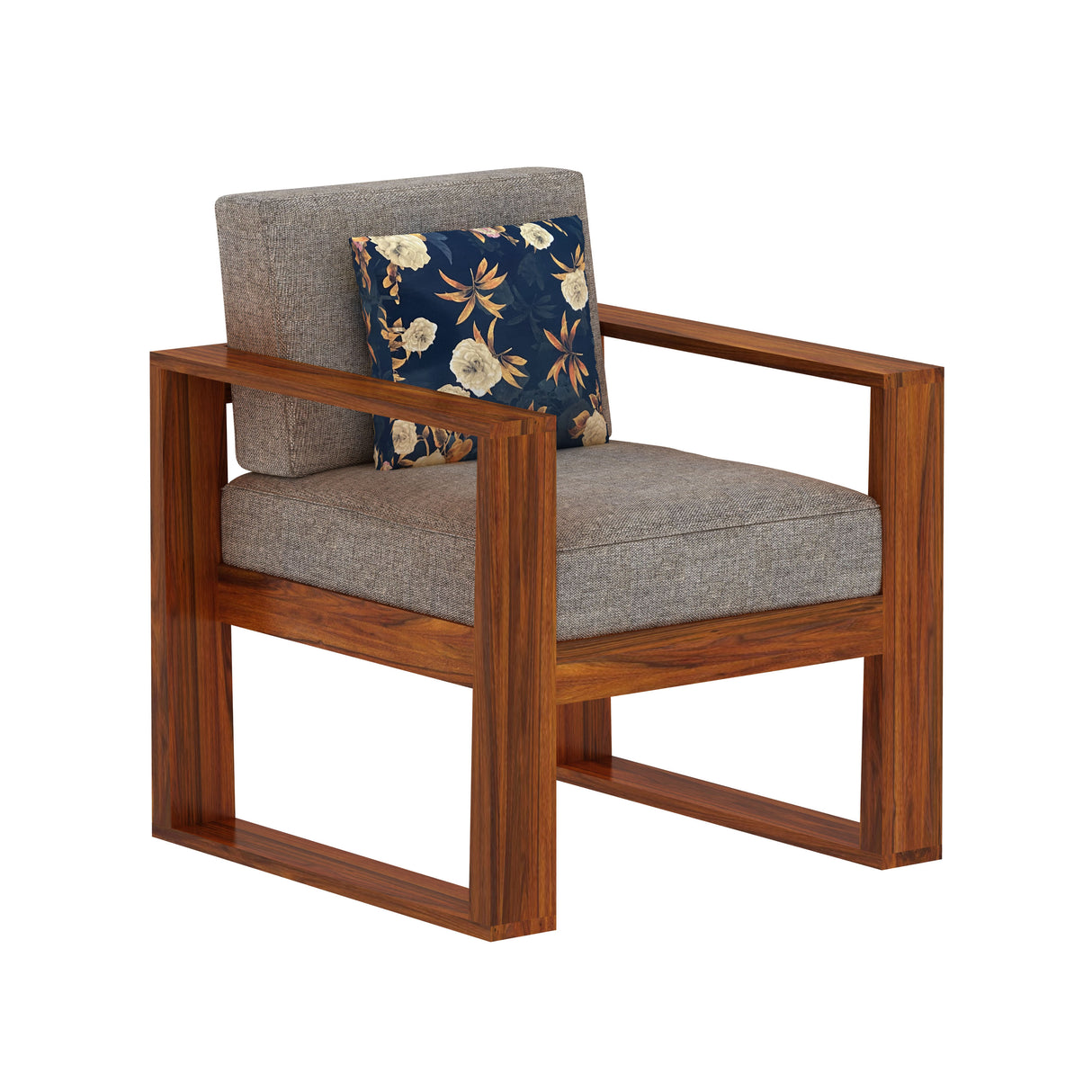 Euro Solid Sheesham Wood Single Seater Sofa - 3 Years Warranty
