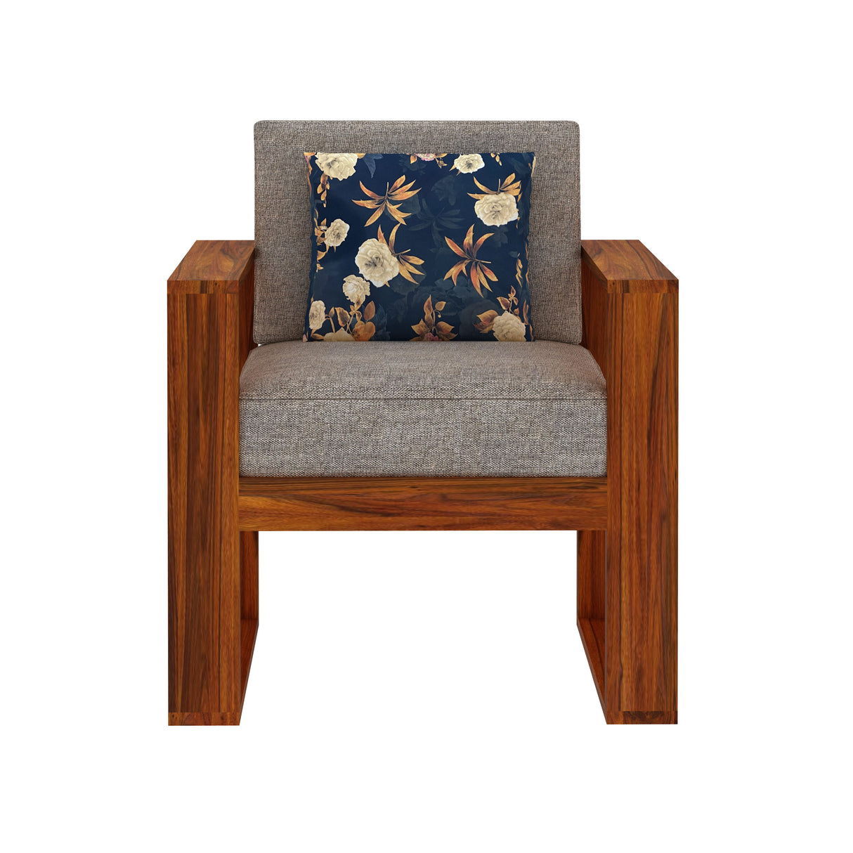 Euro Solid Sheesham Wood Single Seater Sofa - 3 Years Warranty