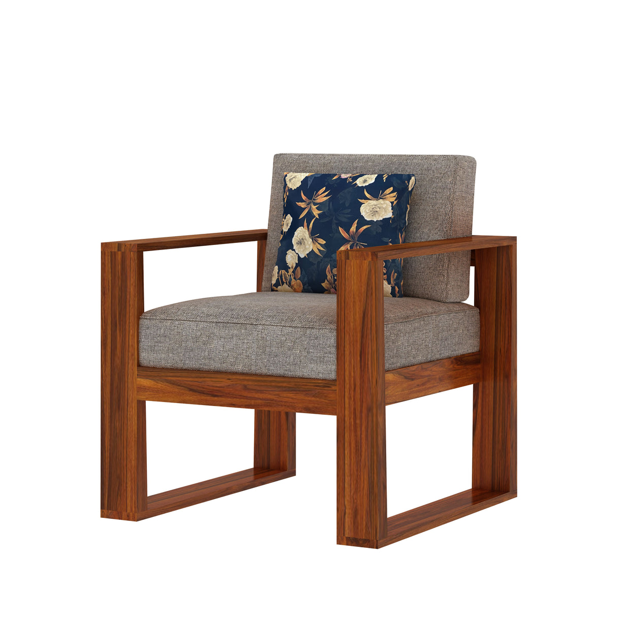 Euro Solid Sheesham Wood Single Seater Sofa - 3 Years Warranty