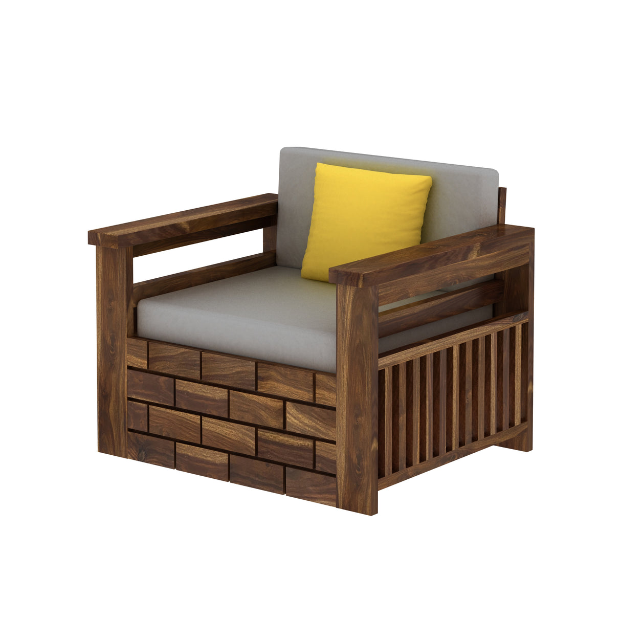 Italian Solid Sheesham Wood Single Seater Sofa - 3 Years Warranty