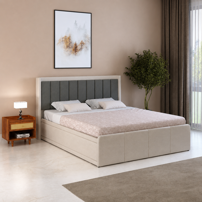 Hyness Upholstered Bed With Box Storage - 12 Months Warranty(LUXE EDITION)