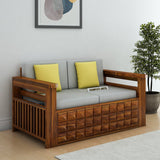 Oslo Solid Sheesham Wood 2 Seater Sofa With Side Pockets - 3 Years Warranty