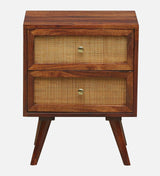 Syrus Solid Sheesham Wood Two Drawer Bedside Cane - 3 Years Warranty