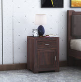 Trace Solid Sheesham Wood Bedside With Drawer and Door Storage - 3 Years Warranty