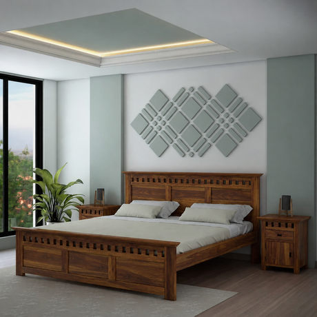 Armania Solid Sheesham Wood Bed Without Storage - 3 Years Warranty