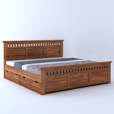Armania Solid Sheesham Wood Bed With Four Drawer Storage - 3 Years Warranty