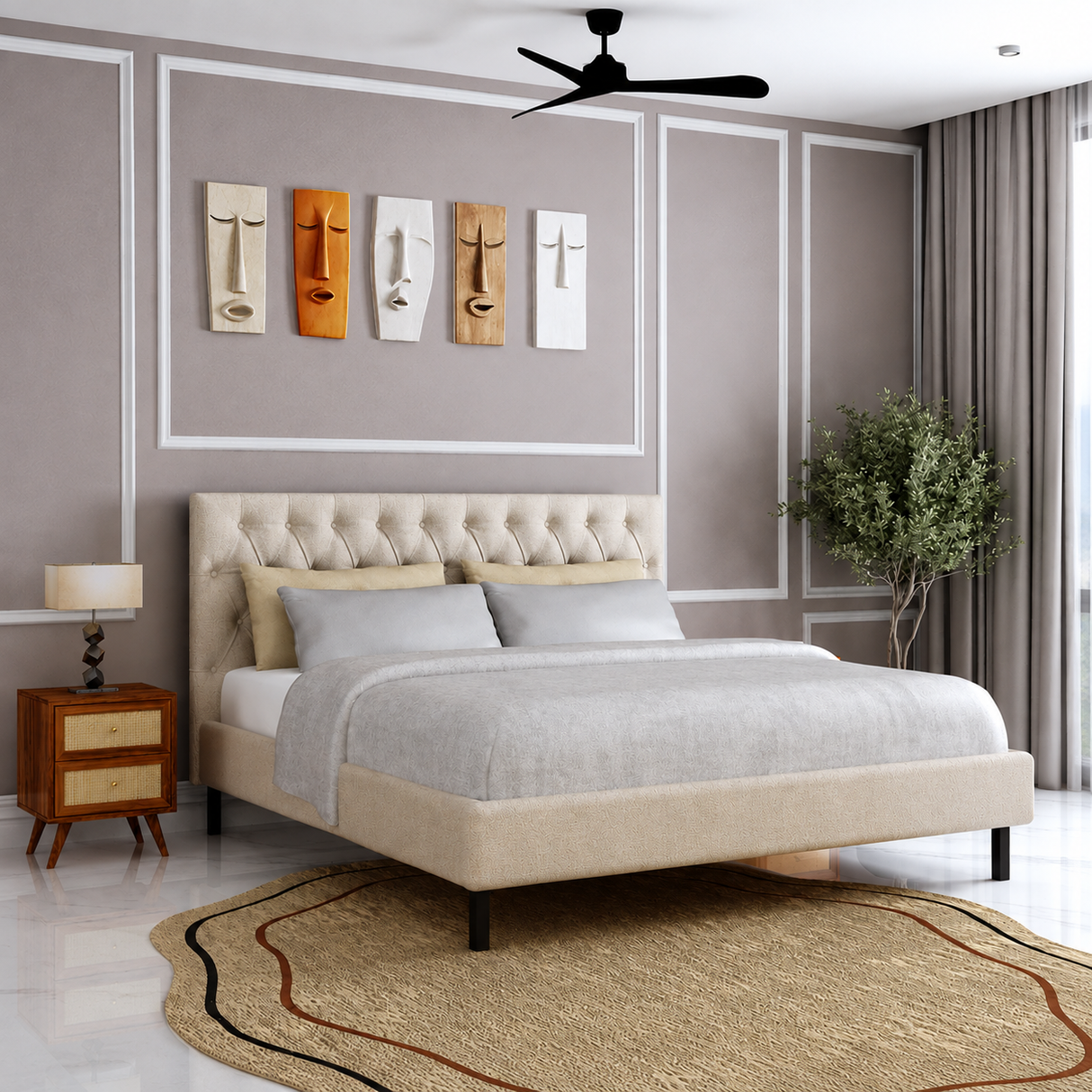 Fabrio Upholstered Without Storage Bed-3 years Warranty(LUXE EDITION)
