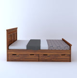 Armania Solid Sheesham Wood Bed With Four Drawer Storage - 3 Years Warranty