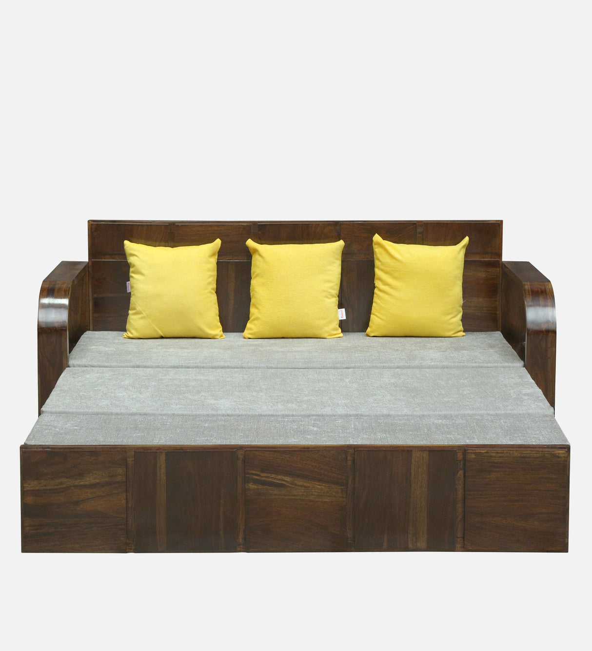 Scott Solid Sheesham Wood 3 Seater Sofa Cum Bed with Headboard Design - 3 Years Warranty