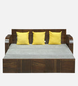 Scott Solid Sheesham Wood 3 Seater Sofa Cum Bed with Headboard Design - 3 Years Warranty
