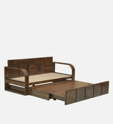 Scott Solid Sheesham Wood 3 Seater Sofa Cum Bed with Headboard Design - 3 Years Warranty
