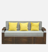 Scott Solid Sheesham Wood 3 Seater Sofa Cum Bed with Headboard Design - 3 Years Warranty