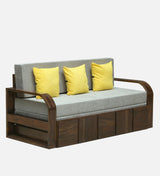 Scott Solid Sheesham Wood 3 Seater Sofa Cum Bed with Headboard Design - 3 Years Warranty