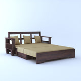 Maharaja Solid Sheesham Wood 3 Seater Sofa Cum Bed With Side Pockets - 3 Years Warranty