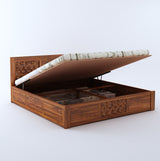 Raj Solid Sheesham Wood Bed With Hydraulic Storage - 3 Years Warranty