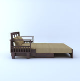 Maharaja Solid Sheesham Wood 3 Seater Sofa Cum Bed With Side Pockets - 3 Years Warranty