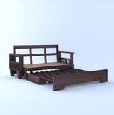 Maharaja Solid Sheesham Wood 3 Seater Sofa Cum Bed With Side Pockets - 3 Years Warranty