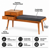 Lurid Solid Sheesham Wood Bench With Two Drawer Storage - 3 Years Warranty