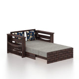 Italian Solid Sheesham Wood 2 Seater Sofa Cum Bed With Side Pockets - 3 Years Warranty