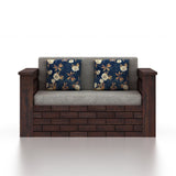 Italian Solid Sheesham Wood 2 Seater Sofa Cum Bed With Side Pockets - 3 Years Warranty