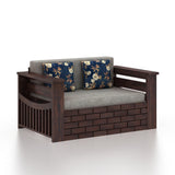 Italian Solid Sheesham Wood 2 Seater Sofa Cum Bed With Side Pockets - 3 Years Warranty
