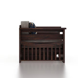 Italian Solid Sheesham Wood 2 Seater Sofa Cum Bed With Side Pockets - 3 Years Warranty