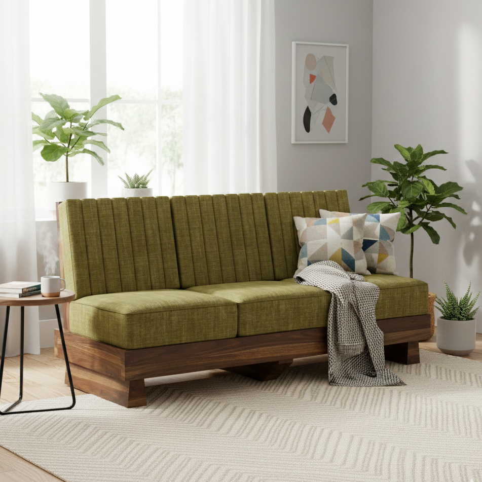 RONNY Solid Sheesham Wood 3 Seater Sofa - 3 Year Warranty (LUXE EDITION)