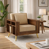 Bolt Solid Sheesham Wood Single Seater Sofa With Side Storage - 3 Year Warranty (LUXE EDITION)