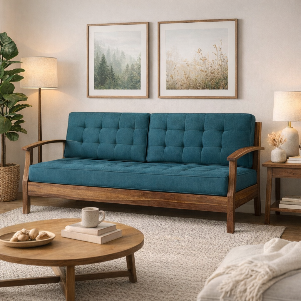 RAYON Solid Sheesham Wood 3 Seater Sofa - 3 Year Warranty (LUXE EDITION)