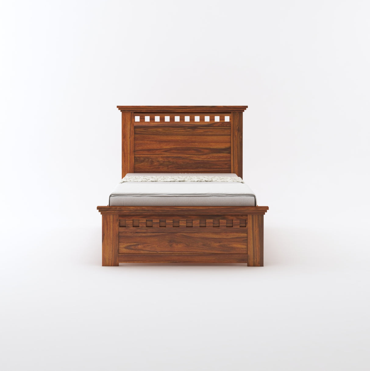 Armania Solid Sheesham Wood Single Size Bed Without Storage - 3 Years Warranty