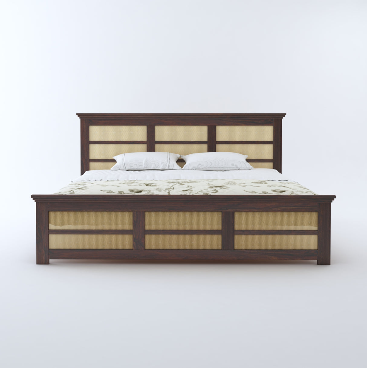 Syrus Solid Sheesham Wood Cane Bed - 3 Years Warranty