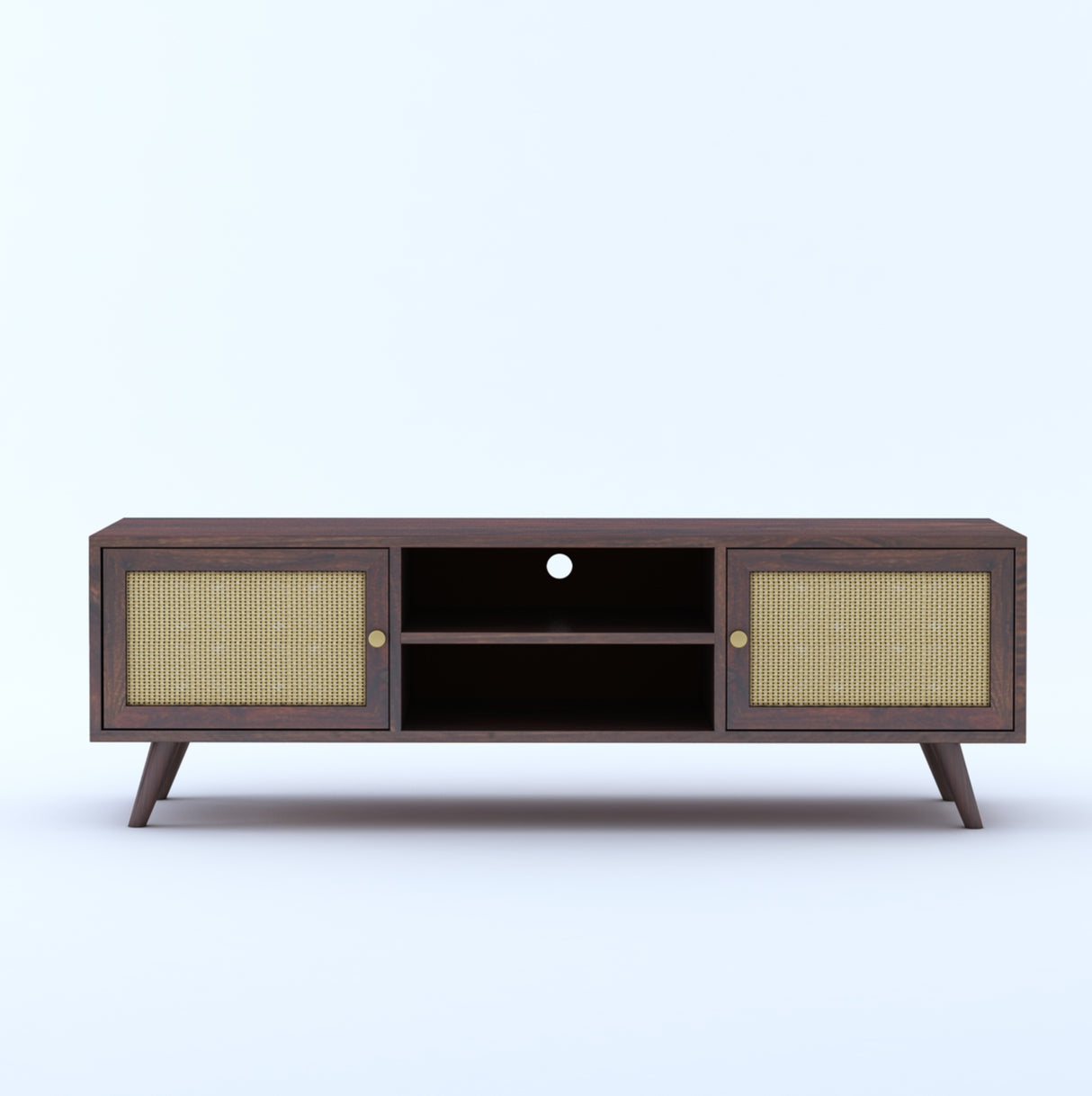 Syrus Solid Sheesham Wood TV Unit Cane - 3 Years Warranty