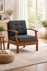 RAYON Solid Sheesham Wood Single Seater Sofa - 3 Year Warranty (LUXE EDITION)