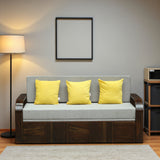 Scott Solid Sheesham Wood 3 Seater Sofa Cum Bed with Headboard Design - 3 Years Warranty